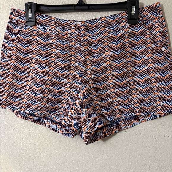 Joie High Waist Blue snd Orange Geometric Linen and Silk Blend Shorts. - Picture 4 of 15